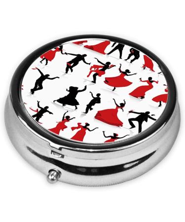 Buy Ballroom Dance Printed Mini Round Pill Box | 3 Compartment Portable Pill Organizer for Travel Home & Office Use - Buy Online on GoSupps.com