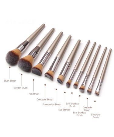 Professional 10-Piece Golden Makeup Brush Set - Premium Cosmetic Brushes for Face & Eyes - Buy Online on GoSupps.com
