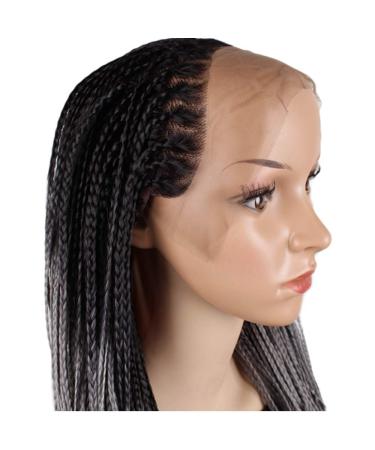 SHIYID Braided Box Braids Wig | Synthetic Lace Front Wig for Women | Black & Gray | Heat Resistant Hi-Temperature Fiber - Buy Online on GoSupps.com