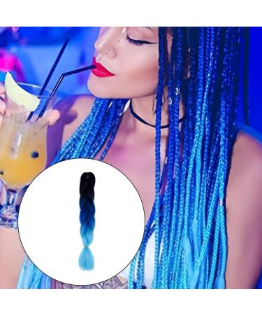 JOCXZI Colored Big Braids Braided Hair Blue Jumbo Braid Synthetic Hair (1 Piece) Hair Extension with 2 Hair Extension Rings for Crochet Twist Braiding Hair - Buy Online on GoSupps.com
