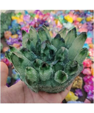 Twinkling Green Ghost Quartz Crystal Cluster Specimen HOMEZHOU