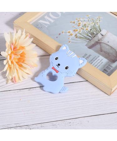 Buy Blue Silicone Cartoon Animal Cat Teething Ring - Perfect Pacifier for 3-18 Months Infants | Ideal Baby Shower Gift - Buy Online on GoSupps.com