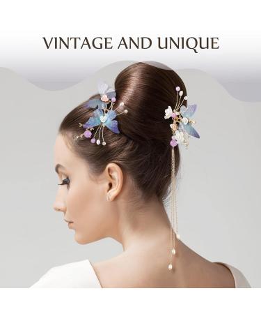 Lurrose 3-Piece Chinese Hairstick Set | Pearl Hairpins & Floral Hair Combs | Japanese Wedding Accessories - Buy Online on GoSupps.com