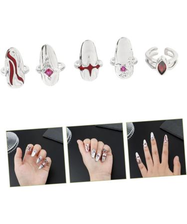 Amosfun 3 Sets Nail Ring Finger Tip Women Ring Ring for Women Rings for Women Jewels for Nails Nail Decor Women's Band Rings Women s Suits Red Decor Zinc Alloy Miss Girl Jewelry White - Buy Online on GoSupps.com
