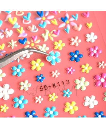 Spring Daisy Flower Nail Art Stickers - Colorful 5D Nail Decals for Women - Self Adhesive Manicure Decoration - Buy Online on GoSupps.com