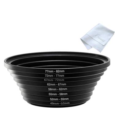 Fotasy Anodized Black Metal Filter Step Up Ring Set, Stepping Lens Adapter Rings 49-52mm 52-55mm 55-58mm 58-62mm 62-67mm 67-72mm 72-77mm 77-82mm (SRU) - Buy Online on GoSupps.com