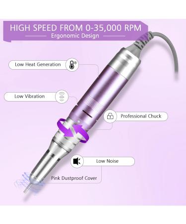 AZ GOGO Electric Nail Cutter - Professional 35000 RPM Nail File for Gel & Acrylic Nails | Portable Manicure & Pedicure Set with 5 Attachments | Adjustable Speed & Direction - Violet - Buy Online on GoSupps.com