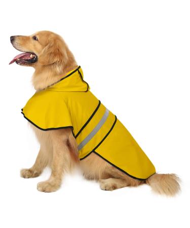 HDE Dog Raincoat Hooded Slicker Poncho for Small to X-Large Dogs and Puppies Large Yellow