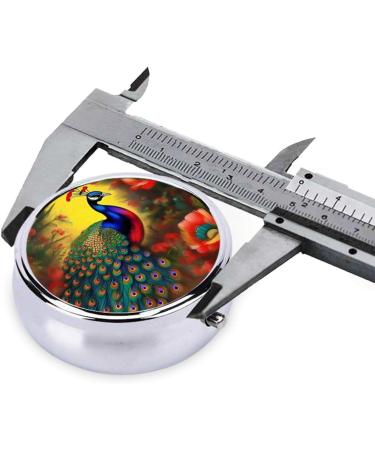 Peacock Flowers Round Pill Box - 3 Compartment Portable Travel Organizer for Medications - Buy Online on GoSupps.com