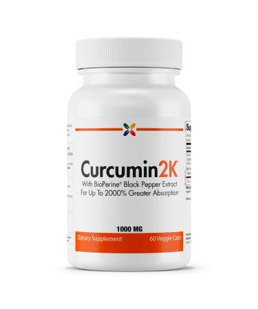 Stop Aging Now - Curcumin2K Formula with BioPerine Black Pepper Extract for Up to 2000% Greater Absorption - 60 Veggie Caps - Buy Online on GoSupps.com