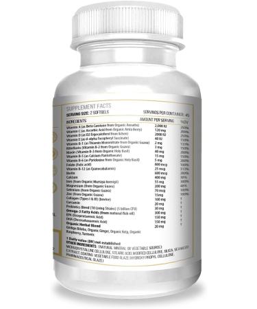 ACTIF Organic Multivitamin for Women Age 70+ with 20+ Advanced Factors and Omega-3 Oil Non-GMO Made in USA 90 Count RealCaps - Buy Online on GoSupps.com