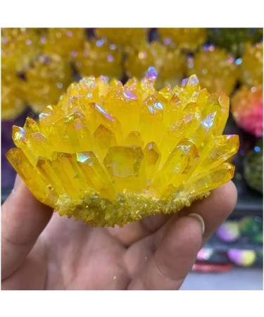 Natural Crystal Cluster Electroplated Yellow Crystal Cluster Reiki Stone Crystal Tip House Decorative Specimens Cr Beautiful HOMEZHOU 1pc - Buy Online on GoSupps.com