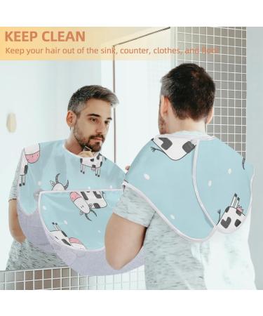 Beard Bib Apron for Men - Waterproof Hair Catcher Cape | Non-Stick Grooming Cloth with Cow Polka Dots - Perfect for Shaving & Trimming - Buy Online on GoSupps.com
