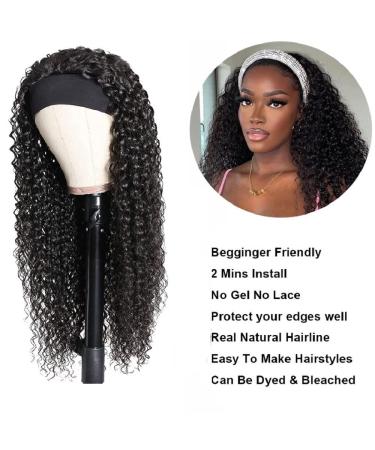 18 Inch Kinky Curly Headband Wig for Black Women - Glueless Brazilian Virgin Hair - Natural Black - Wear & Go - 150% Density - Buy Online on GoSupps.com