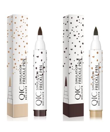 Freckle Pen, Freckle Pen, Makeup Freckle Pen, Long Lasting Natural Freckle Pencil, Freckle Makeup Tool (Light Brown+Dark Brown)