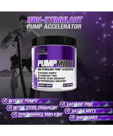 EVL PumpMode Nitric Oxide Supplement - Furious Grape Pre Workout Powder for Muscle Recovery and Endurance - Buy Online on GoSupps.com