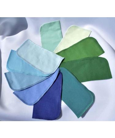 Set of 10 Assorted Blues and Greens 1 Ply Flannel Little Wipes 8x8 Inches - Buy Online on GoSupps.com