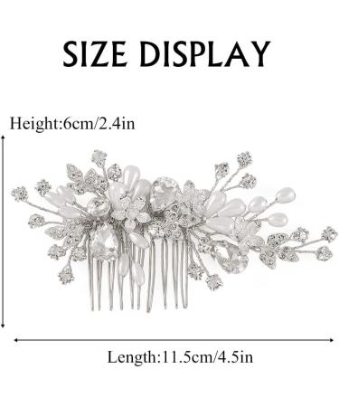 Zoestar Wedding Hair Combs Slides Silver Crystal Headpiece Pearl Bridal Hair Jewelry Rhinestone Hair Accessories for Women and Girls - Buy Online on GoSupps.com