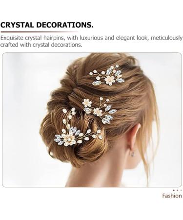 FRCOLOR 3 Pieces Bridal Wedding Hair Pins Jewellery Bridal Hair Pins Rhinestones Gold Leaf Crystal Pearl Hair Pins Vintage Wedding Hair Accessories for Women and Girls - Buy Online on GoSupps.com