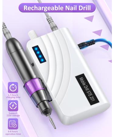 35000 RPM Electric Nail Drill Machine for Acrylic Gel Nails - Portable Professional Tool for Manicure Pedicure - Purple - Buy Online on GoSupps.com