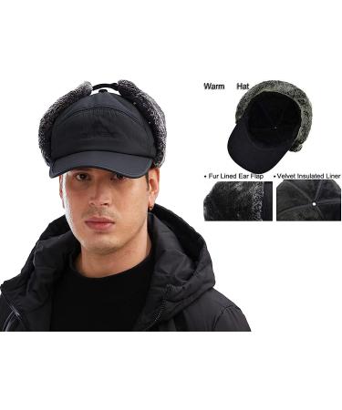 Winter 3 in 1 Thermal Fur Lined Trapper Hat | Windproof Ski Cap with Face Warmer | Black - Buy Online on GoSupps.com