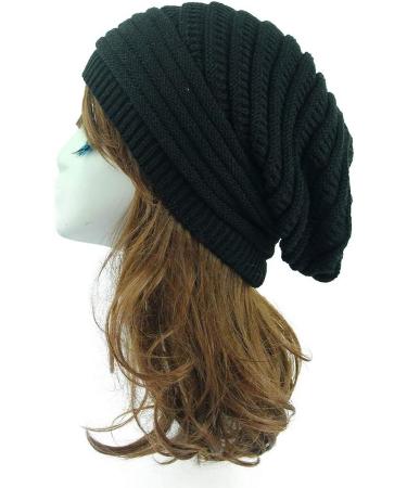 Women's Lightweight Winter Beanie Hat | Cozy Chunky Knit with Pom Pom Visor | Black - Buy Online on GoSupps.com