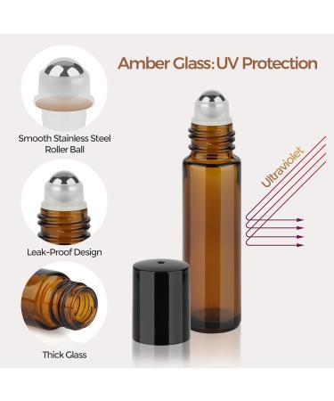 ComSaf 10ml Essential Oils Roller Bottles - 12 Set Anti-UV Glass Roll-On Bottles for Doterra & Bergamot Essential Oils | Perfect for Massage & Aromatherapy - Buy Online on GoSupps.com