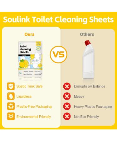 Soulink Toilet Cleaning Sheets - Eco-Friendly Liquidless Strips 80 Cleans Plastic-Free Lemon Scent - International Shipping Available - Buy Online on GoSupps.com