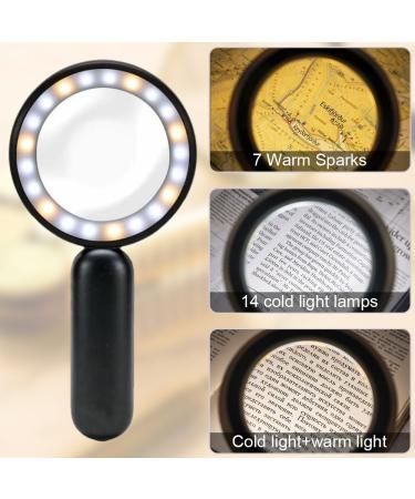 Udbrud Magnifying Glass with Light 30X Handheld Large Magnifying Glass with 3 Modes 21 LED Illuminated Lighted Magnifier USB for Macular Degeneration Seniors Reading Inspection Coins Jewelry Map - Buy Online on GoSupps.com