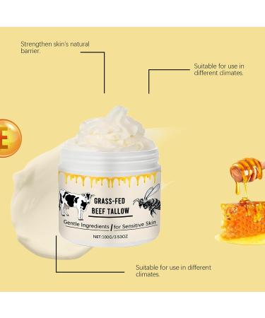Honey Grass Fed Beef Tallow beef tallow for skin face body organic beef skin skin care deep hydration organic beef tallow fast absorption unscented 100 g - Buy Online on GoSupps.com