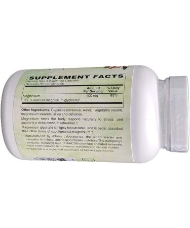 Holly Hill Health Foods Magnesium Glycinate 400mg - 180 Veg Capsules - Buy Online on GoSupps.com
