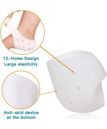 2 Pairs Gel Heel Socks - Silicone Heel Pads for Plantar Fasciitis & Pain Relief Comfort for Crack Heels & Painful Feet - Buy Online on GoSupps.com