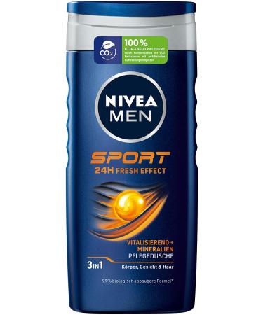 Nivea Men Sport Nursing Anusche (250 ml) vitalizing and nourishing shower gel with minerals refreshing shower for active men 250 ml (1 Pack) Sport