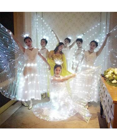 LED Isis Wings Glow Costume | Large Belly Dance Wings with Sticks | Carnival Halloween Performance Clothing (White) - Buy Online on GoSupps.com