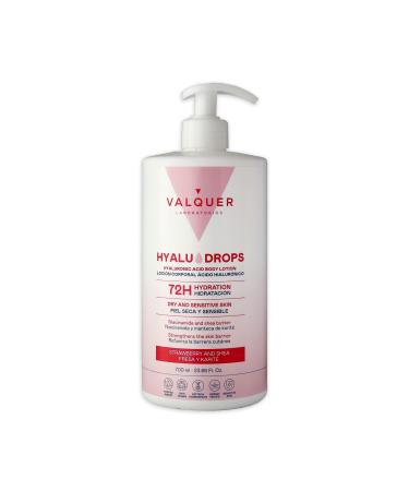 Valquer Laboratorios Valquer Hyaludrops Strawberry and Shea Moisturizing Body Cream. Lotion for dry and sensitive skin up to 72 hours of nourishing hydration with hyaluronic acid and niacinamide. 700 ml.