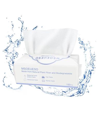 Disposable Face Towel  MSOEUESO 100% Cotton Facial Tissues  Wet Dry Face Cloths  Biodegradable Clean Towels  Makeup Remover Wipes  Ultra Soft for Adults and Baby 100 count  1 pack