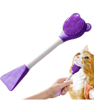 Cat Chin Scrubber - Manual Scrubber Brush for Cats Lightweight Design Soft Chin Brush for Face Jaw Chin Gums and Tongue Cleaning Purple - Buy Online on GoSupps.com