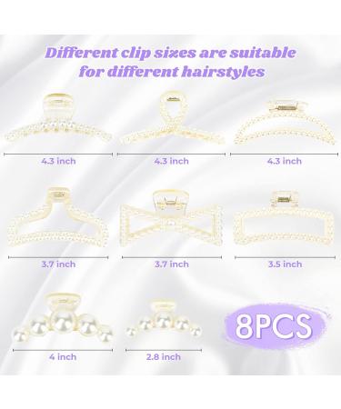 DEEKA 8 Pcs Large Pearl Hair Claw Clips - White & Black Hair Accessories for Women and Girls - Multisize Pack of 8 - Buy Online on GoSupps.com