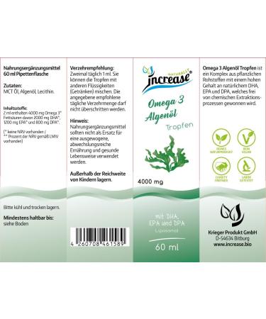Highly Dosed Omega 3 Liposomal Algae Oil Drops (120 000 mg Omega 3 Seaweed Oil per pack) 4000 mg Omega 3 Seaweed Oil per Daily Dose Including 2000 mg DHA 1200 mg EPA - Buy Online on GoSupps.com