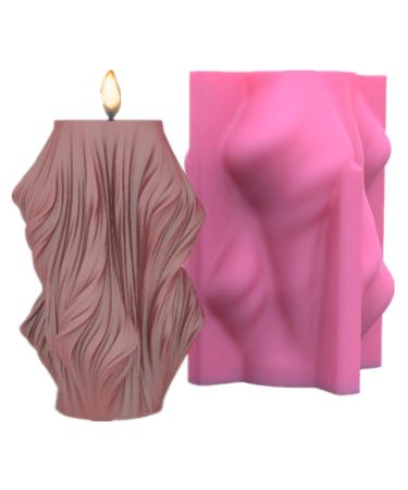 Geometric Wave Twisted Candle Mold Irregular Pillar Silicone Candle Soap Mold Fondant Chocolate Candy Cake Mould for Epoxy Resin Wax  Plaster  Polymer Clay Irregular Wave