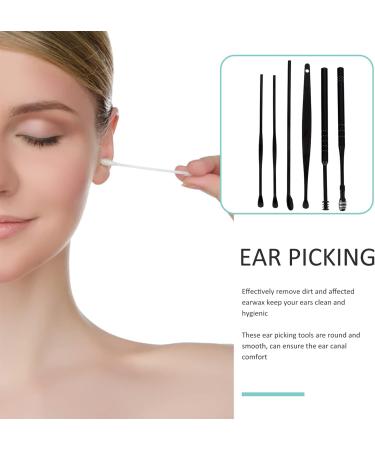 Healifty Ear Wax Removal Kit - 6 Piece Stainless Steel Ear Pick with Portable Storage Box for Easy Earwax Removal Anytime, Anywhere - Black - Buy Online on GoSupps.com