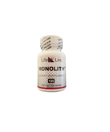 LifeLink's Monolith (Lithium Orotate) | 135 mg x 100 Tablets | Mood Neural Health Cognition | Gluten Free & Non-GMO | Made in The USA