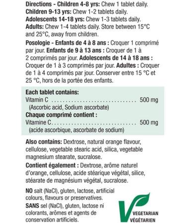 Jamieson Vitamin C Chewable 500 mg - Tangy Orange 120 tabs Bonus - Buy Online on GoSupps.com