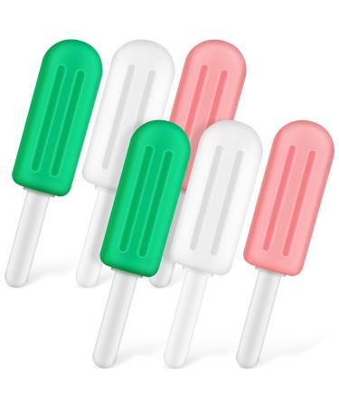 Healifty Chewies for Aligners 6 Pcs - Popsicle-shaped Silicone Chewies with Grip Handles Aligner Chompers Mouth Care Tool (Original Strawberry Mint) Original Strawberry Mint 2 Each