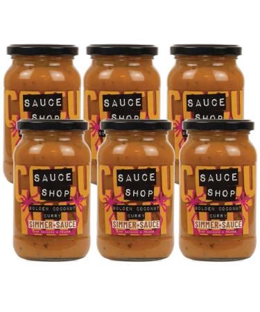 Sauce Shop - Golden Coconut Curry Sauce pack of 6 - Indian Cooking Sauce - 6x 360g Glass Jars