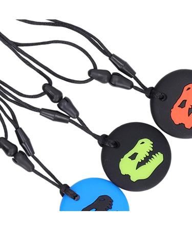 Kid Silicone Dinosaur Pattern Chewing Necklace - 5 Colors | Portable Teething Toy for Home & Travel - 5 Pcs/Set - Buy Online on GoSupps.com