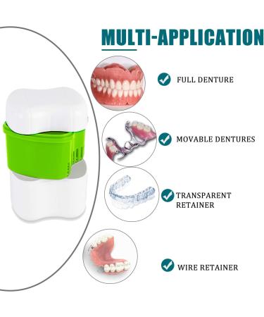Buy Dental Prostheses Container Set - 2 Denture Boxes & Cleaning Brushes for Teeth & Braces Storage - Green & Pink | International Shipping Available - Buy Online on GoSupps.com
