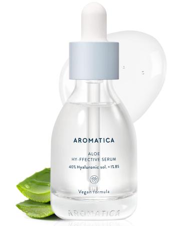 AROMATICA Aloe Hy-ffective Serum 40% Hyaluronic sol. + 1% B5 30ml / 1.01 oz | Hydrating Facial Serum w/Hyaluronic Acid and Organic Aloe | Vitamin B5 | Firming and Anti aging | All Skin Types