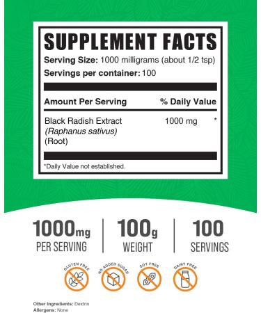 BulkSupplements Black Radish Extract Powder - 100g - Buy Online on GoSupps.com