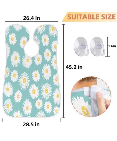 Daisies Flower Painting Beard Bib Apron - Non-Stick Waterproof Hair Catcher for Men | Perfect Grooming Gift with Suction Cups - Buy Online on GoSupps.com